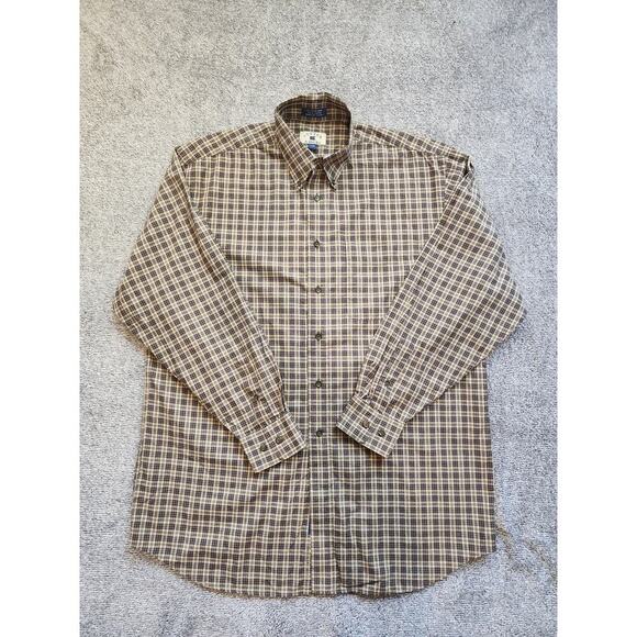 Cutter & Buck Other - Cutter & Buck Men's Large100% Cotton Long Sleeved Brown Plaid Button Down Shirt
